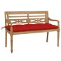 vidaXL Batavia-Gartenbank mit Rotem Kissen 120 cm Teak Massivholz vidaXL Batavia-Gartenbank mit Rotem Kissen 120 cm Teak Massivholz
