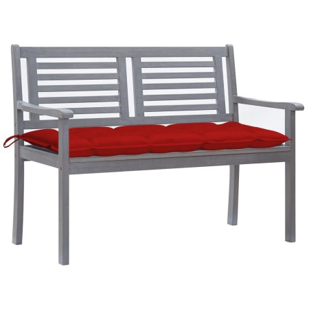 vidaXL 2-Sitzer-Gartenbank mit Auflage 120 cm Grau Eukalyptusholz