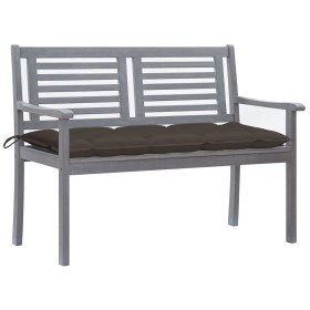 vidaXL 2-Sitzer-Gartenbank mit Auflage 120 cm Grau Eukalyptusholz