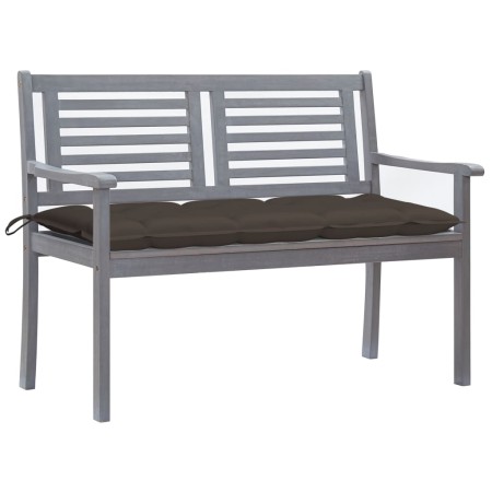 vidaXL 2-Sitzer-Gartenbank mit Auflage 120 cm Grau Eukalyptusholz