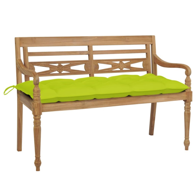 vidaXL Batavia-Gartenbank mit Hellgrünem Kissen 120 cm Teak Massivholz vidaXL Batavia-Gartenbank mit Hellgrünem Kissen 120 cm Teak Massivholz