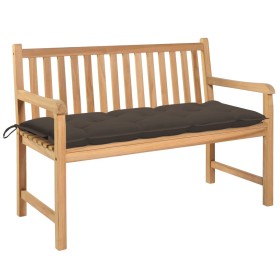 vidaXL Gartenbank mit Taupe Auflage 120 cm Massivholz Teak 