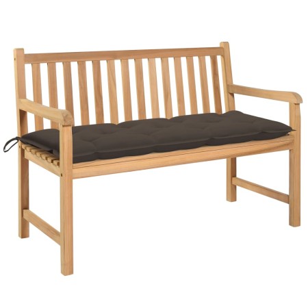 vidaXL Gartenbank mit Taupe Auflage 120 cm Massivholz Teak 