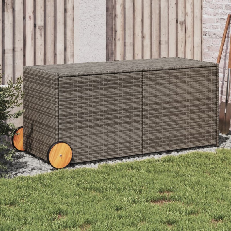 vidaXL Gartentruhe mit Rollen Grau 283L Poly Rattan vidaXL Gartentruhe mit Rollen Grau 283L Poly Rattan