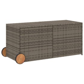 vidaXL Gartentruhe mit Rollen Grau 283L Poly Rattan