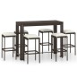 7-tlg. Gartenbar-Set mit Kissen Poly Rattan Braun 7-tlg. Gartenbar-Set mit Kissen Poly Rattan Braun
