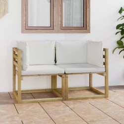 vidaXL Garten-Ecksofas & Kissen in Grün 2 Stk. Kiefernholz