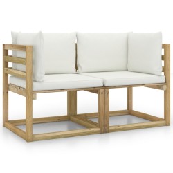 vidaXL Garten-Ecksofas & Kissen in Grün 2 Stk. Kiefernholz