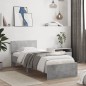 vidaXL Bettgestell mit Kopfteil und LED-Leuchten Betongrau 90x190 cm vidaXL Bettgestell mit Kopfteil und LED-Leuchten Betongrau 90x190 cm