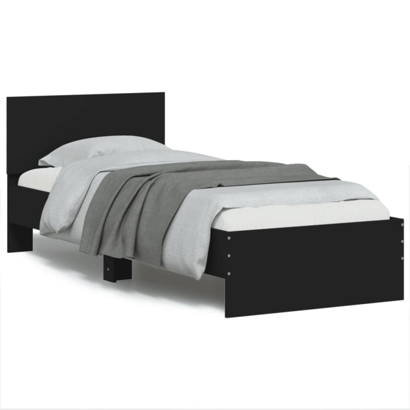 vidaXL Bettgestell mit Kopfteil und LED-Leuchten Schwarz 75x190 cm vidaXL Bettgestell mit Kopfteil und LED-Leuchten Schwarz 75x190 cm