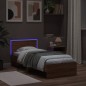 vidaXL Bettgestell mit Kopfteil und LED-Leuchten Braun Eiche 90x190 cm vidaXL Bettgestell mit Kopfteil und LED-Leuchten Braun Eiche 90x190 cm