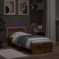 vidaXL Bettgestell mit Kopfteil und LED-Leuchten Räuchereiche 90x190cm vidaXL Bettgestell mit Kopfteil und LED-Leuchten Räuchereiche 90x190cm