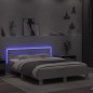 vidaXL Bettgestell mit Kopfteil LED-Beleuchtung Weiß 140x190 cm vidaXL Bettgestell mit Kopfteil LED-Beleuchtung Weiß 140x190 cm