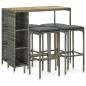 5-tlg. Gartenbar-Set mit Kissen Poly Rattan Grau 5-tlg. Gartenbar-Set mit Kissen Poly Rattan Grau