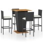 vidaXL 5-tlg. Gartenbar-Set mit Kissen Poly Rattan Schwarz vidaXL 5-tlg. Gartenbar-Set mit Kissen Poly Rattan Schwarz