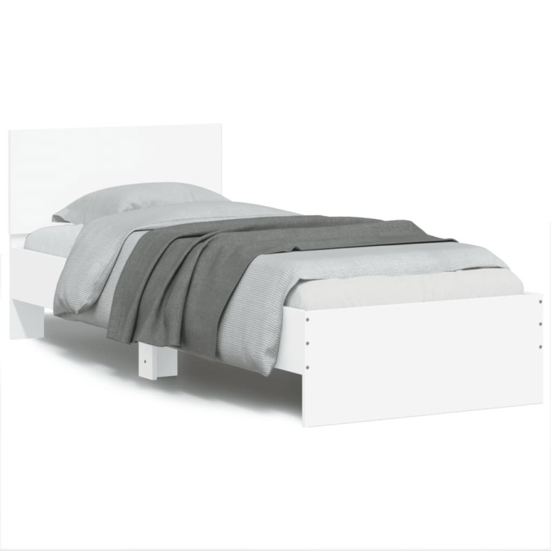 vidaXL Bettgestell mit Kopfteil und LED-Leuchten Weiß 75x190 cm vidaXL Bettgestell mit Kopfteil und LED-Leuchten Weiß 75x190 cm