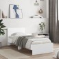 vidaXL Bettgestell mit Kopfteil und LED-Leuchten Weiß 75x190 cm vidaXL Bettgestell mit Kopfteil und LED-Leuchten Weiß 75x190 cm