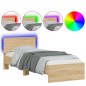 vidaXL Bettgestell mit Kopfteil und LED-Leuchten Sonoma-Eiche 75x190cm vidaXL Bettgestell mit Kopfteil und LED-Leuchten Sonoma-Eiche 75x190cm