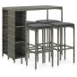 5-tlg. Gartenbar-Set mit Kissen Poly Rattan Grau 5-tlg. Gartenbar-Set mit Kissen Poly Rattan Grau