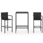 3-tlg. Gartenbar-Set Poly Rattan Schwarz 3-tlg. Gartenbar-Set Poly Rattan Schwarz