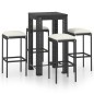 5-tlg. Gartenbar-Set mit Kissen Poly Rattan Schwarz 5-tlg. Gartenbar-Set mit Kissen Poly Rattan Schwarz