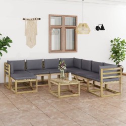 9-tlg. Garten-Lounge-Set mit Kissen Imprägniertes Kiefernholz