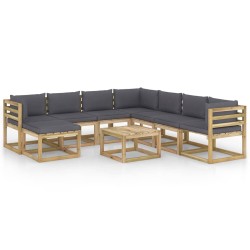 9-tlg. Garten-Lounge-Set mit Kissen Imprägniertes Kiefernholz