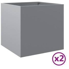 vidaXL Pflanzkübel 2 Stk. Silbern 49x47x46 cm Verzinkter Stahl
