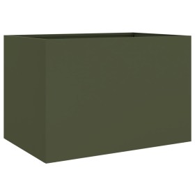 vidaXL Pflanzkübel Olivgrün 62x40x39 cm Kaltgewalzter Stahl