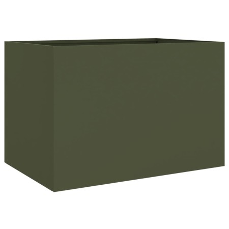 vidaXL Pflanzkübel Olivgrün 62x40x39 cm Kaltgewalzter Stahl
