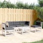 vidaXL 5-tlg. Garten-Sofagarnitur mit Kissen Weiß Massivholz Kiefer vidaXL 5-tlg. Garten-Sofagarnitur mit Kissen Weiß Massivholz Kiefer