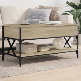 vidaXL Couchtisch Sonoma-Eiche 100x50x50 cm Holzwerkstoff und Metall