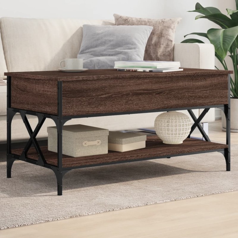 vidaXL Couchtisch Braun Eichen-Optik 100x50x50 cm Holzwerkstoff Metall vidaXL Couchtisch Braun Eichen-Optik 100x50x50 cm Holzwerkstoff Metall