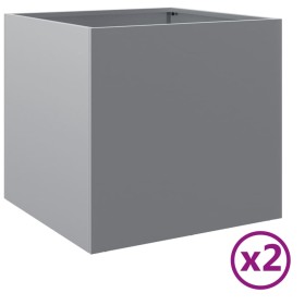 vidaXL Pflanzkübel 2 Stk. Silbern 42x40x39 cm Verzinkter Stahl