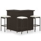 4-tlg. Gartenbar-Set mit Kissen Poly Rattan Braun 4-tlg. Gartenbar-Set mit Kissen Poly Rattan Braun