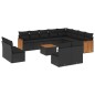 vidaXL 13-tlg. Garten-Sofagarnitur mit Kissen Schwarz Poly Rattan vidaXL 13-tlg. Garten-Sofagarnitur mit Kissen Schwarz Poly Rattan