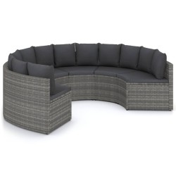 6-tlg. Garten-Sofagarnitur mit Auflagen Poly Rattan Grau