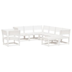 vidaXL 8-tlg. Garten-Lounge-Set Weiß Massivholz Kiefer