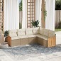 vidaXL 6-tlg. Garten-Sofagarnitur mit Kissen Beige Poly Rattan vidaXL 6-tlg. Garten-Sofagarnitur mit Kissen Beige Poly Rattan