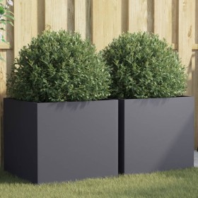 vidaXL Pflanzkübel 2 Stk. Anthrazit 49x47x46 cm Kaltgewalzter Stahl
