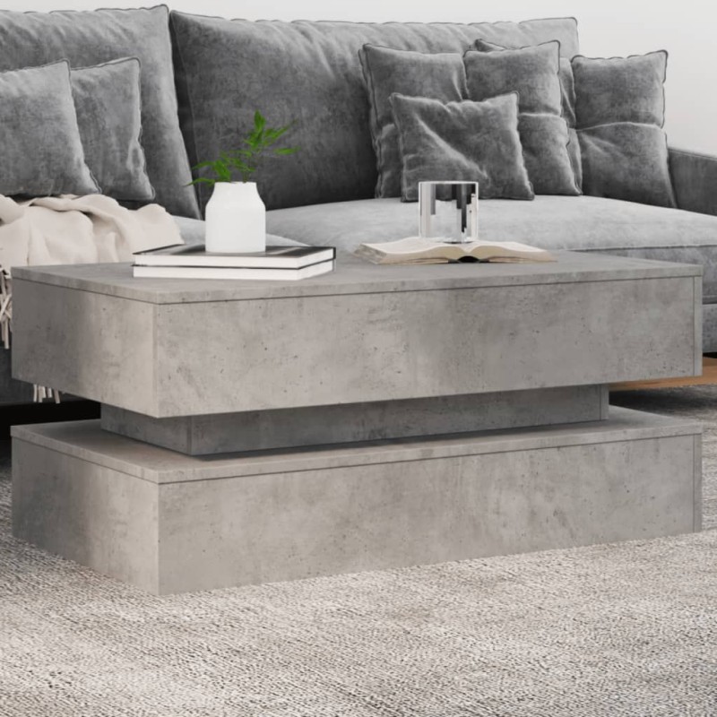 vidaXL Couchtisch mit LED-Leuchten Betongrau 90x50x40 cm vidaXL Couchtisch mit LED-Leuchten Betongrau 90x50x40 cm