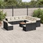 vidaXL 14-tlg. Garten-Sofagarnitur mit Kissen Schwarz Poly Rattan vidaXL 14-tlg. Garten-Sofagarnitur mit Kissen Schwarz Poly Rattan