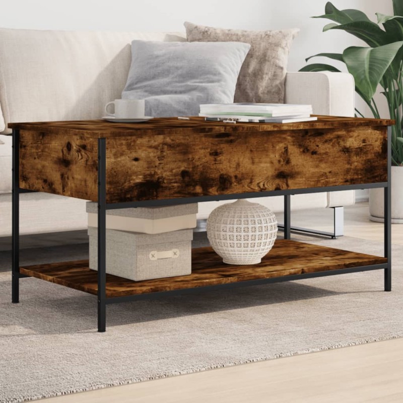vidaXL Couchtisch Räuchereiche 100x50x50 cm Holzwerkstoff und Metall vidaXL Couchtisch Räuchereiche 100x50x50 cm Holzwerkstoff und Metall