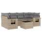 vidaXL 7-tlg. Garten-Sofagarnitur mit Kissen Beige Poly Rattan vidaXL 7-tlg. Garten-Sofagarnitur mit Kissen Beige Poly Rattan