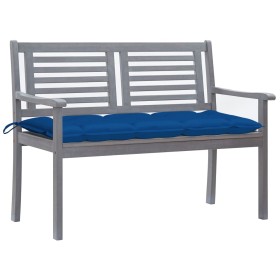 vidaXL 2-Sitzer-Gartenbank mit Auflage 120 cm Grau Eukalyptusholz