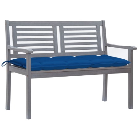 vidaXL 2-Sitzer-Gartenbank mit Auflage 120 cm Grau Eukalyptusholz