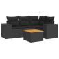 vidaXL 5-tlg. Garten-Sofagarnitur mit Kissen Schwarz Poly Rattan vidaXL 5-tlg. Garten-Sofagarnitur mit Kissen Schwarz Poly Rattan