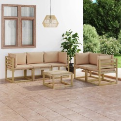 6-tlg. Garten-Lounge-Set mit Beige Kissen
