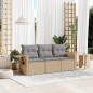vidaXL 3-tlg. Garten-Sofagarnitur mit Kissen Beige Poly Rattan vidaXL 3-tlg. Garten-Sofagarnitur mit Kissen Beige Poly Rattan