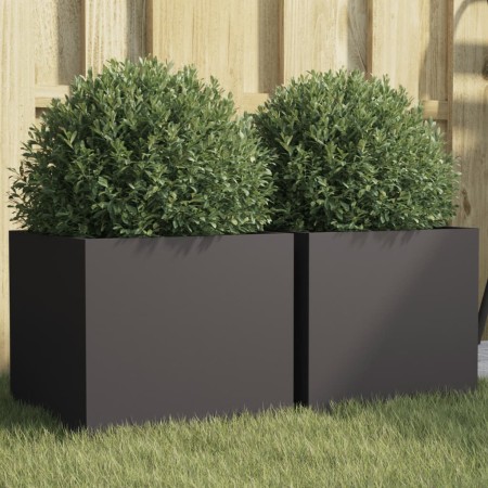 vidaXL Pflanzkübel 2 Stk. Schwarz 32x30x29 cm Kaltgewalzter Stahl